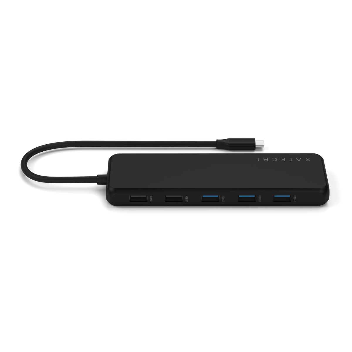 13-in-1 USB-C Triple Display Multiport Adapter, side view showing five USB-A ports