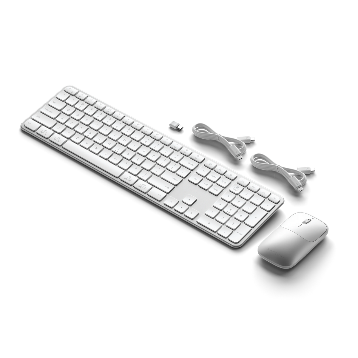 Slim CEX3 Wireless Combo in Silver with charging cables and receiver