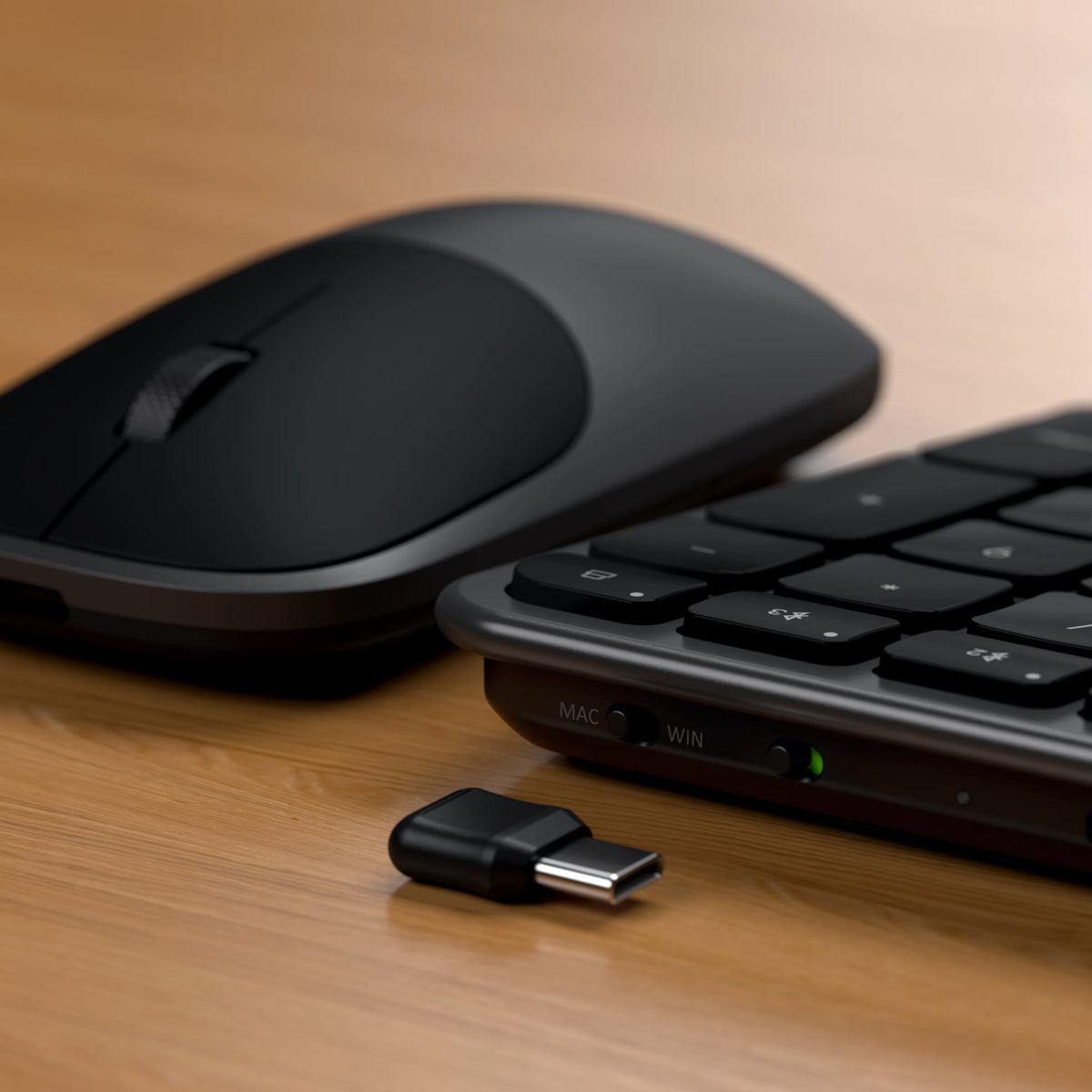 Slim CEX3 Wireless Combo mouse and keyboard in Space Black with the USB-C receiver