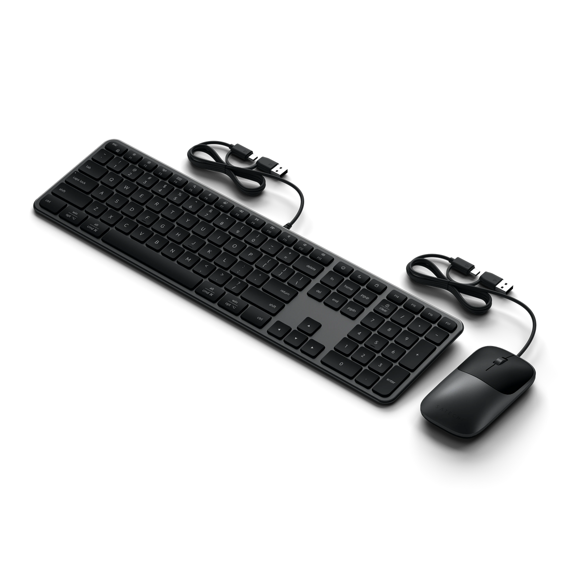 Slim CLX3 Wired Combo in Space Black, keyboard and mouse with cables