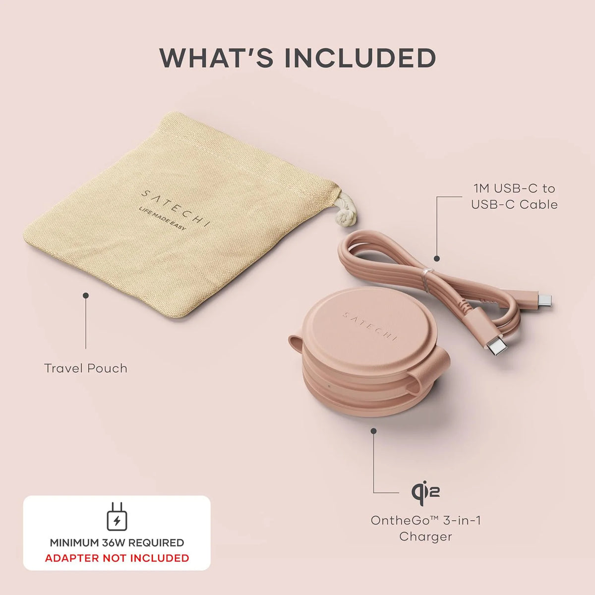 OntheGo™ 3-in-1 Charger Satechi Desert Rose