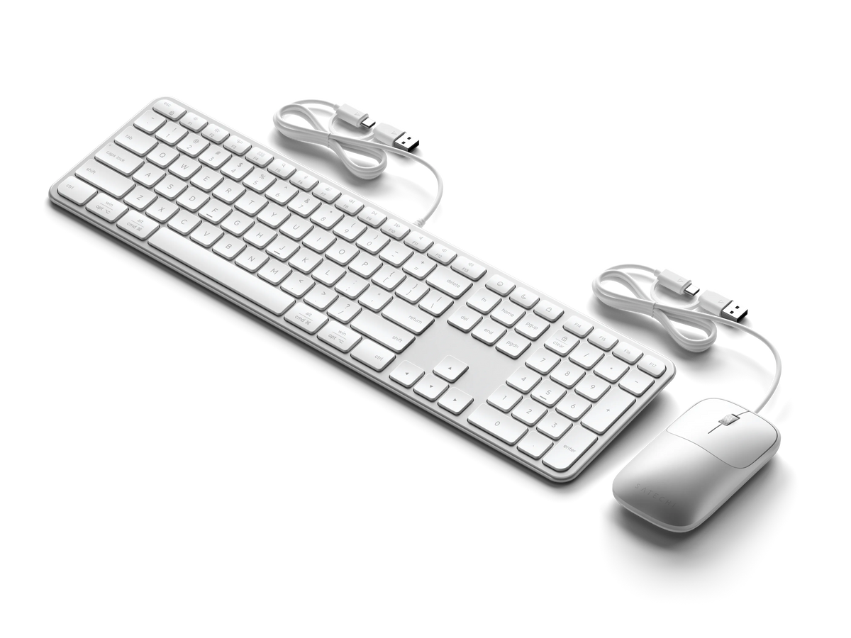 Slim CLX3 Wired Combo in Silver, keyboard and mouse with cables