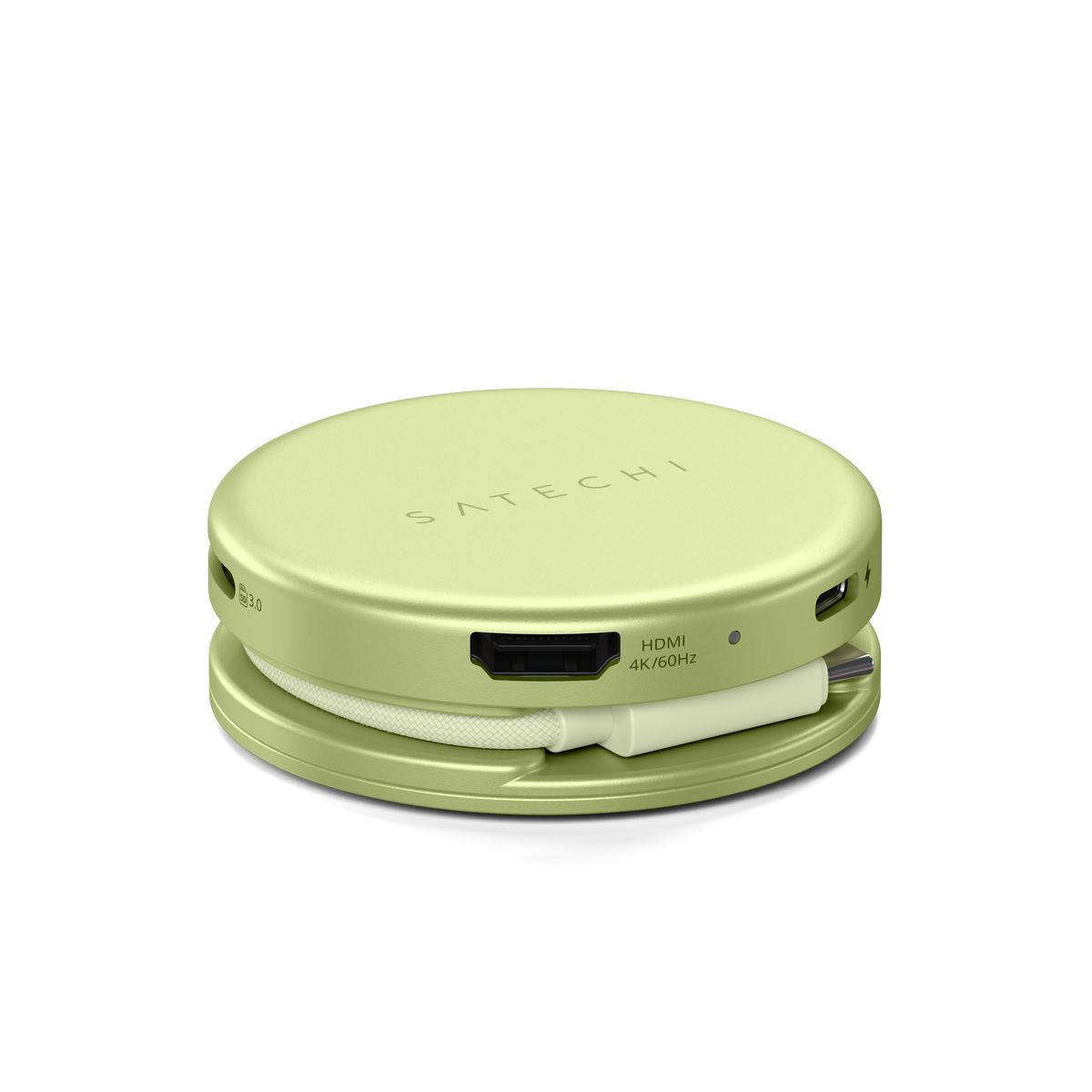 OntheGo 5-in-1 Multiport Adapter in Citrus, side view showing HDMI port