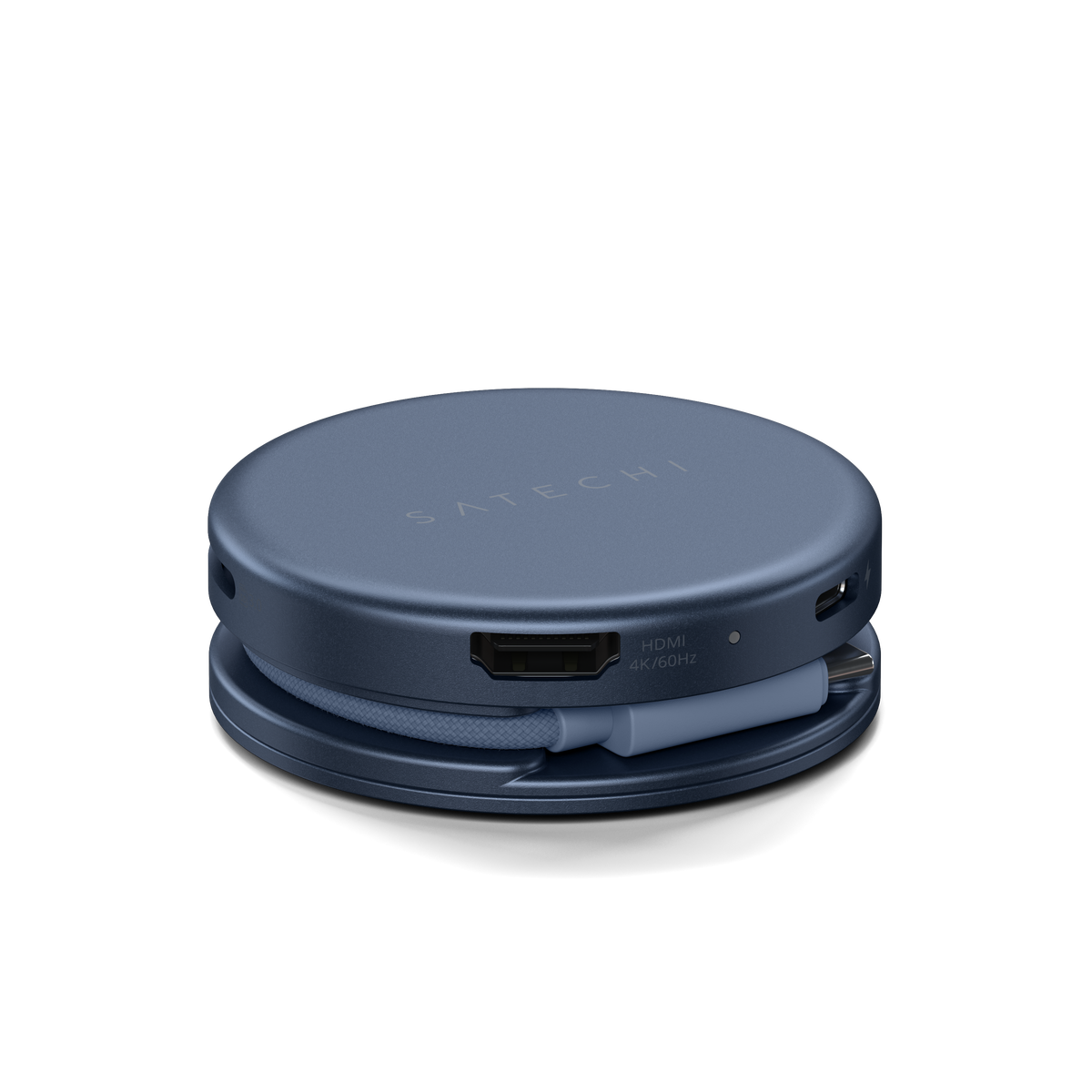 OntheGo 5-in-1 Multiport Adapter in Indigo, side view showing HDMI port