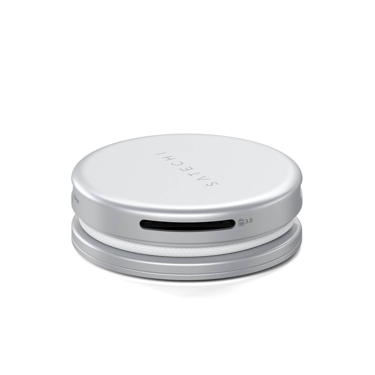 OntheGo 5-in-1 Multiport Adapter in Silver, side view showing SD card slot