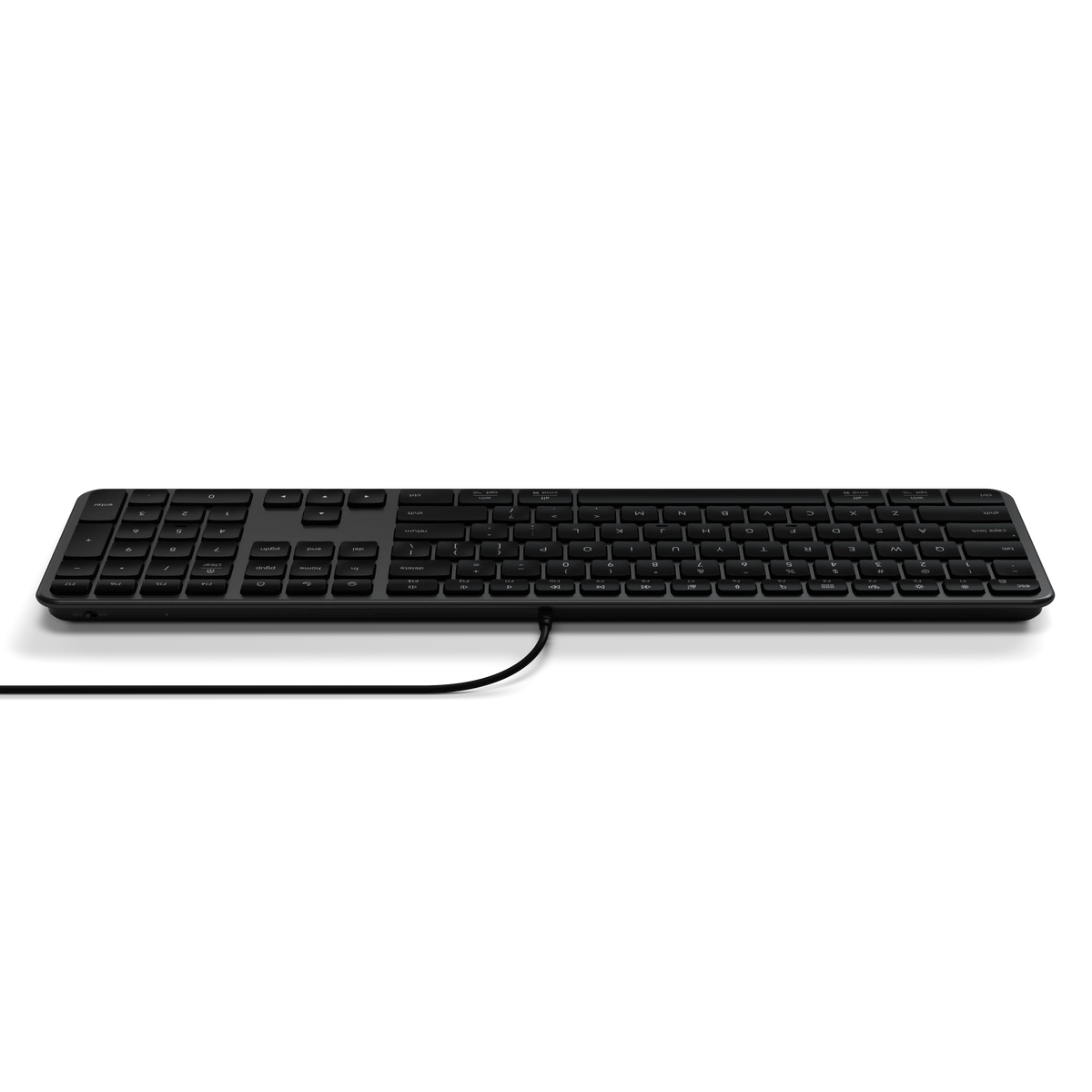 Slim LX3 Wired Keyboard in Space Black, front edge view