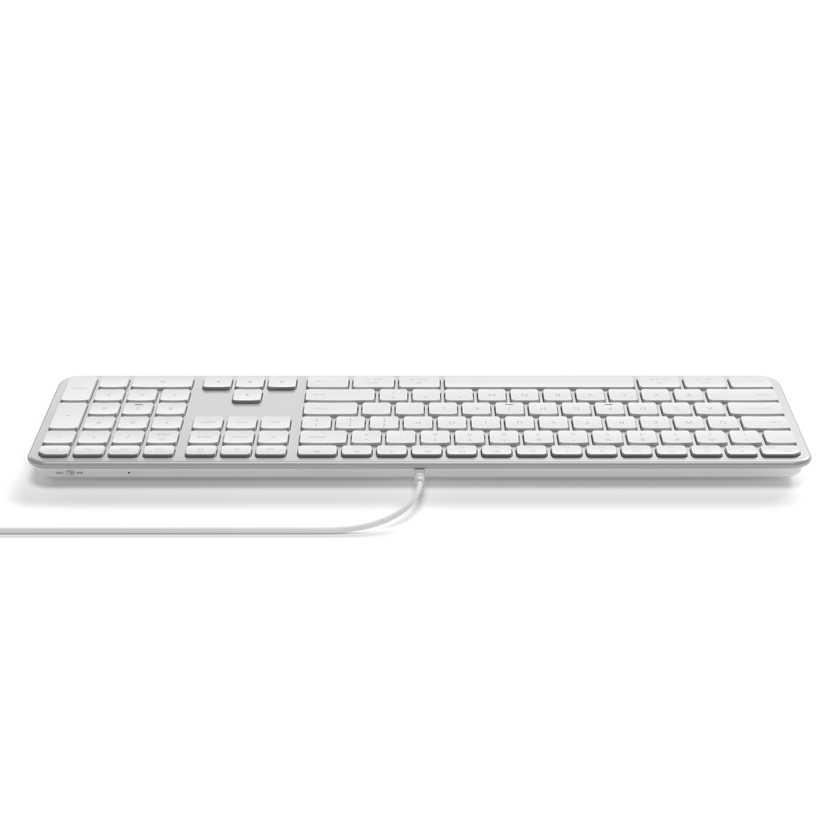 Slim LX3 Wired Keyboard in Silver, front edge view