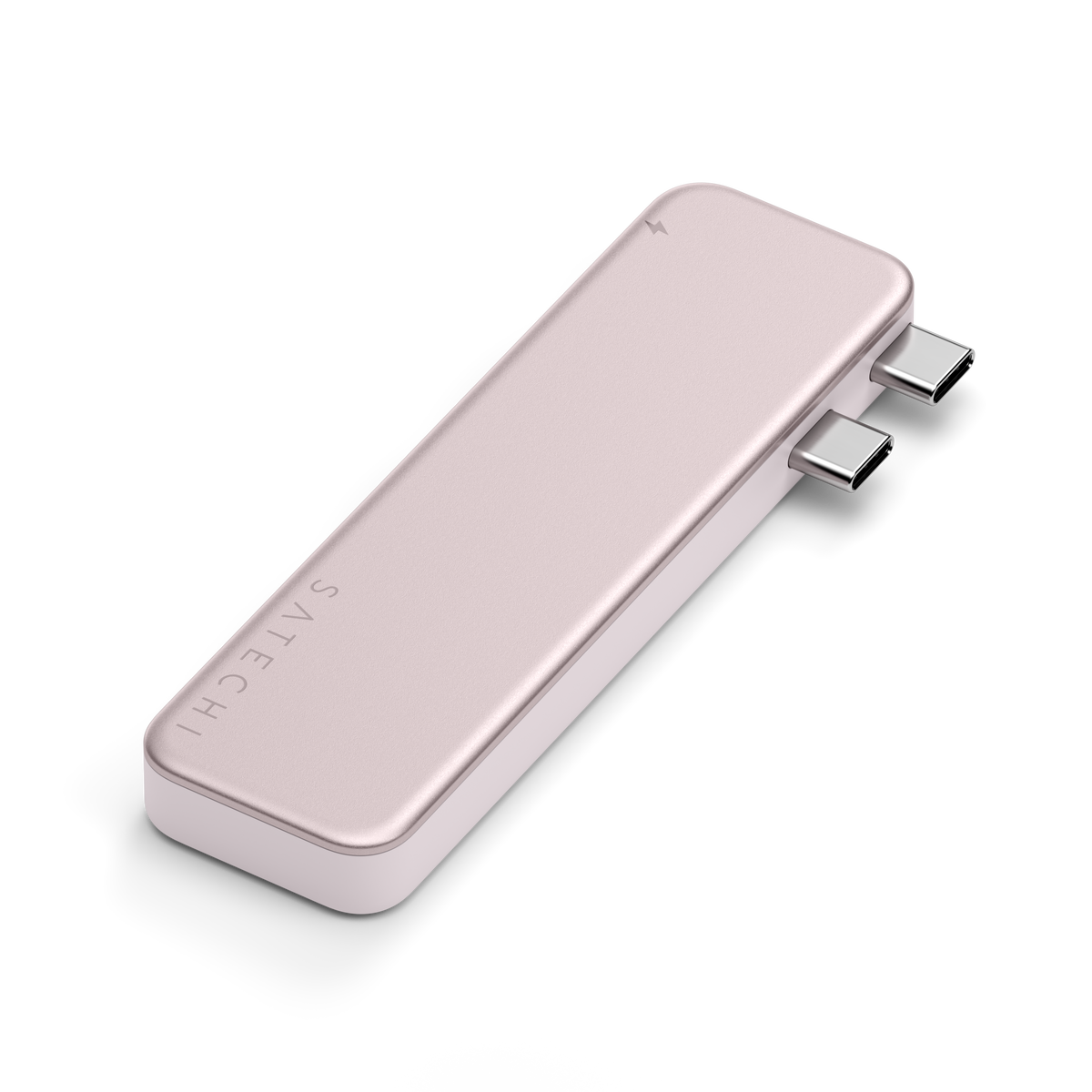 USB-C Snap Hub in Blush, top view with dual USB-C plugs