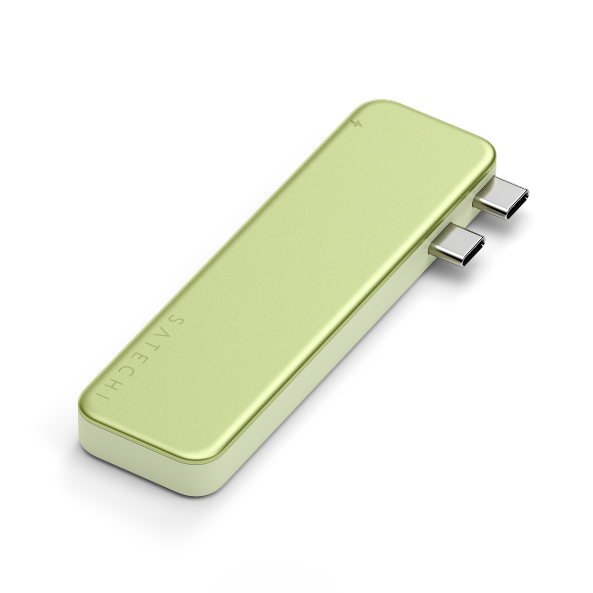 USB-C Snap Hub in Citrus, top view with dual USB-C plugs
