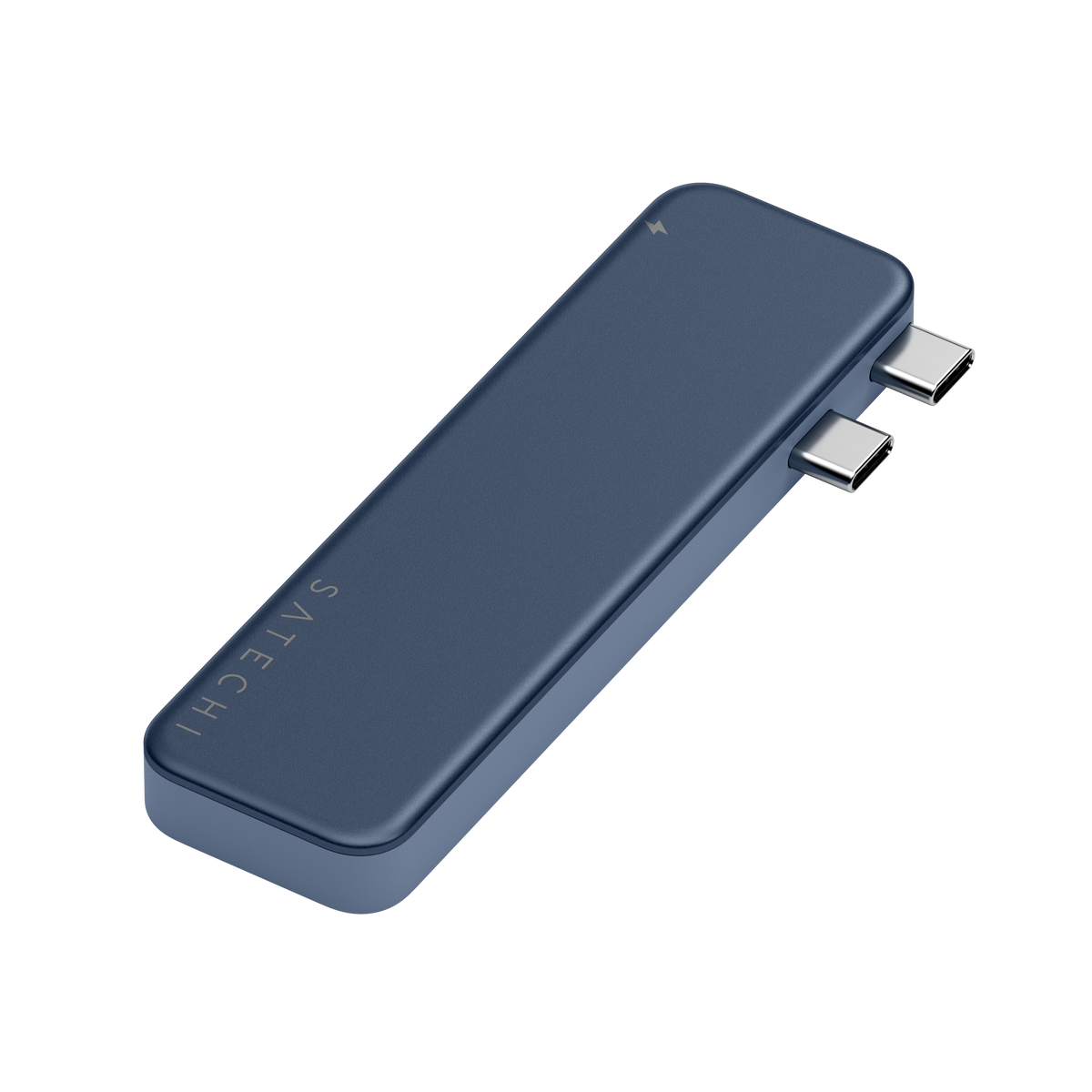 USB-C Snap Hub in Indigo, top view with dual USB-C plugs