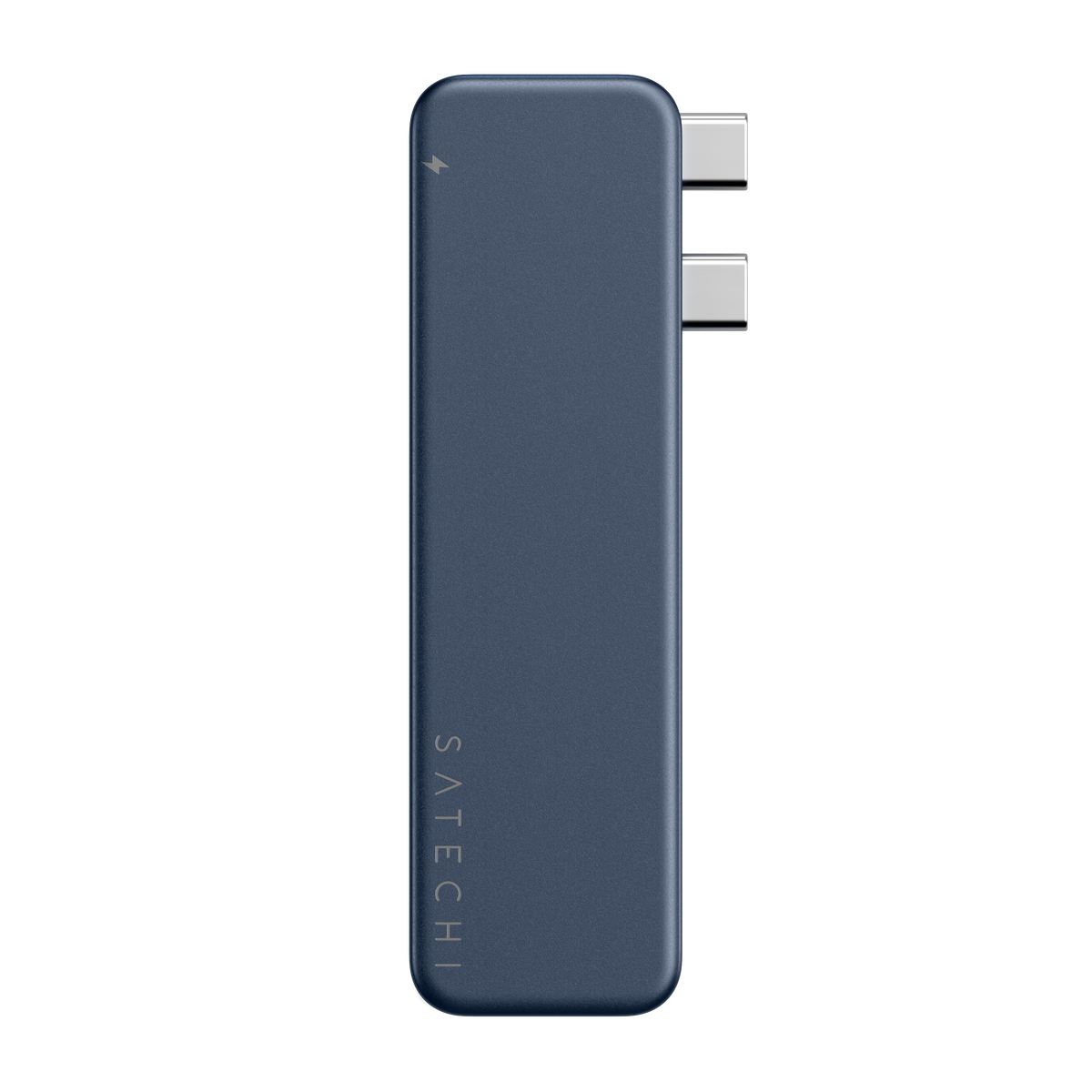 USB-C Snap Hub in Indigo, end view of the dual USB-C plugs