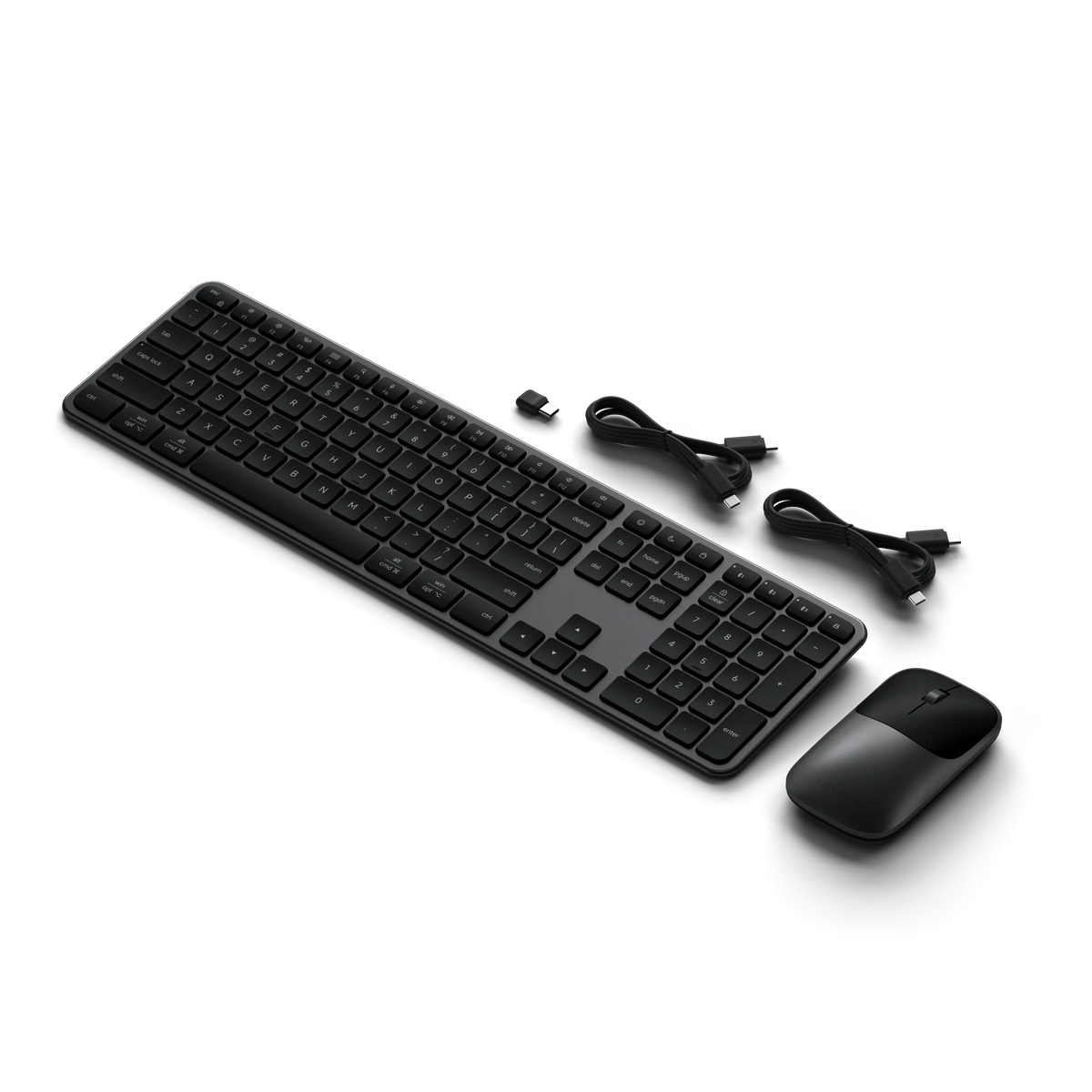Slim CEX3 Wireless Combo in Space Black with charging cables and receiver