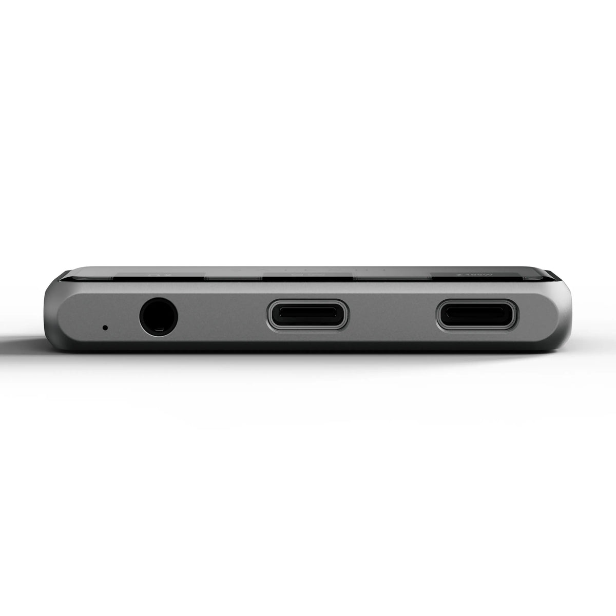 Mobile XR Hub with Audio, edge view showing 3.5mm headphone jack and two USB-C ports