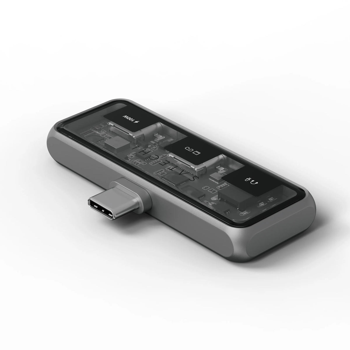 Mobile XR Hub with Audio, angled view of the USB-C plug