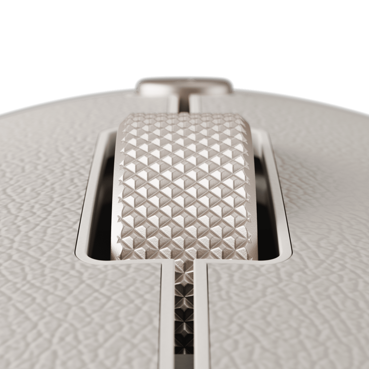 OntheGo Bluetooth Mouse in Sand, close up of the textured scroll wheel