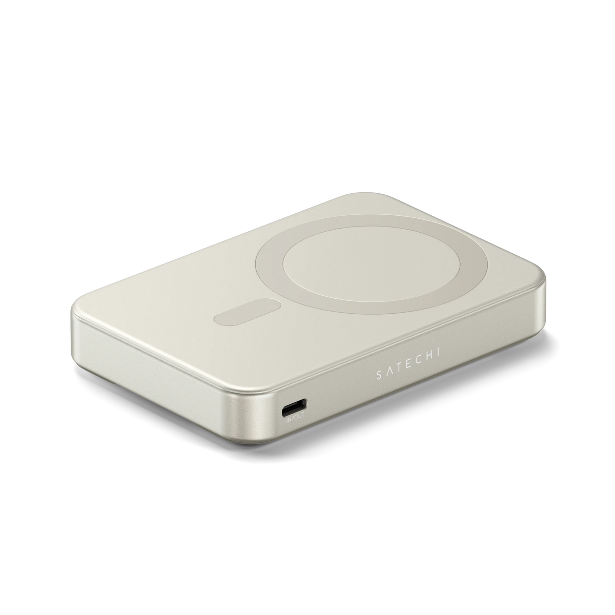 OntheGo Power Bank (10K) in Sand, lying flat with USB-C port