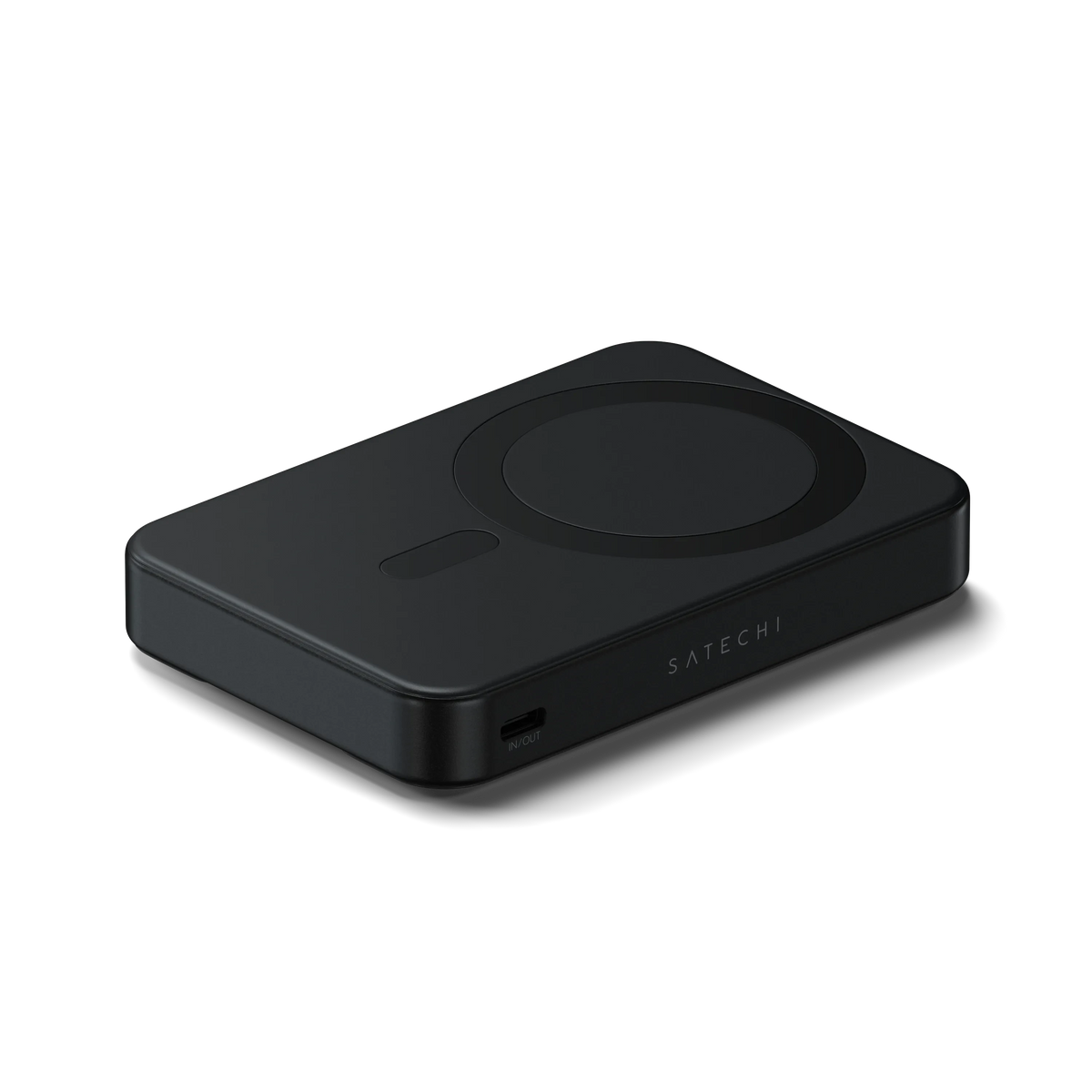 OntheGo Power Bank (10K) in Black, lying flat with USB-C port