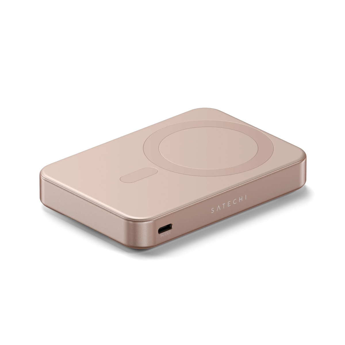 OntheGo Power Bank (10K) in Desert Rose, lying flat with USB-C port