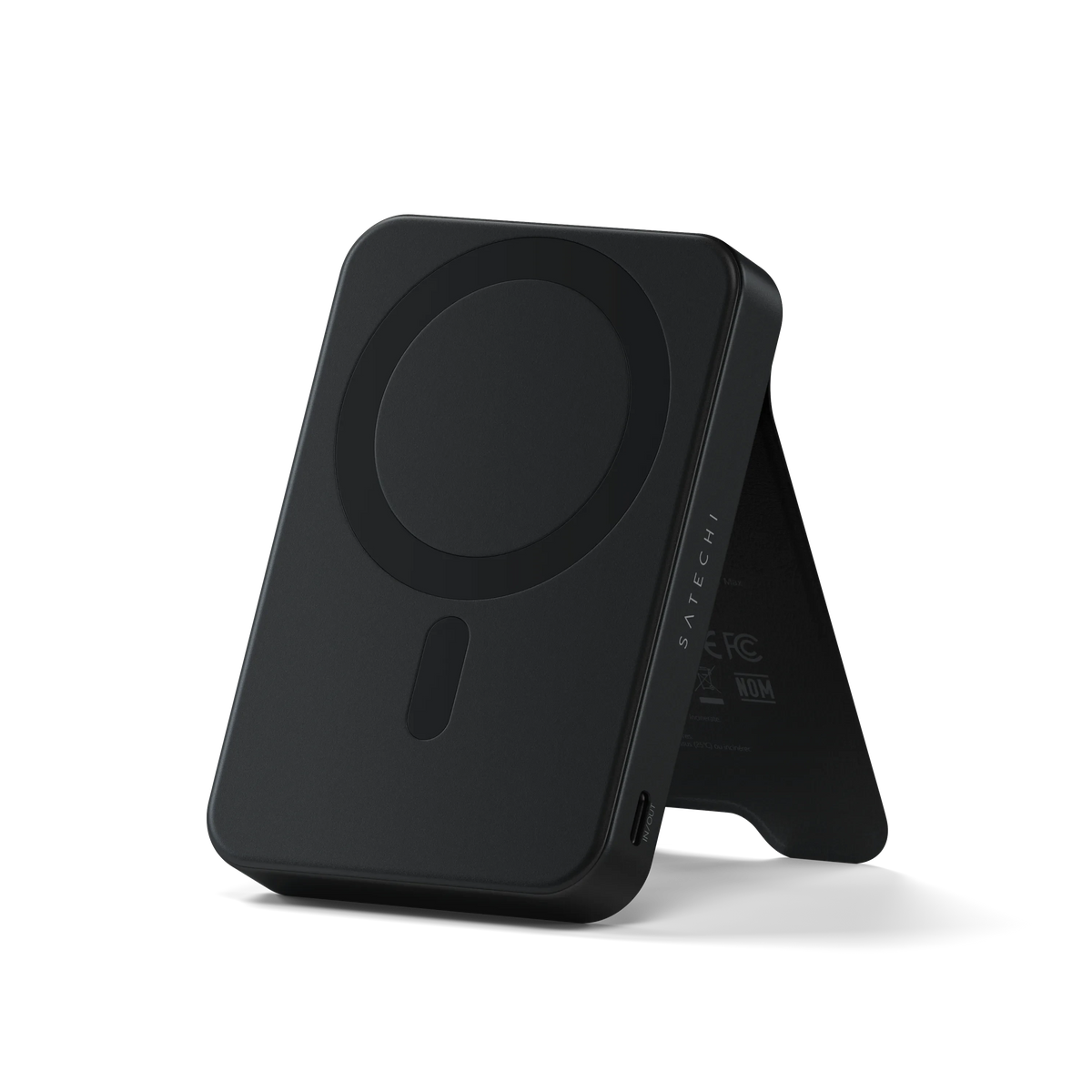 Satechi OntheGo Power Bank (10K) in Black with kickstand open