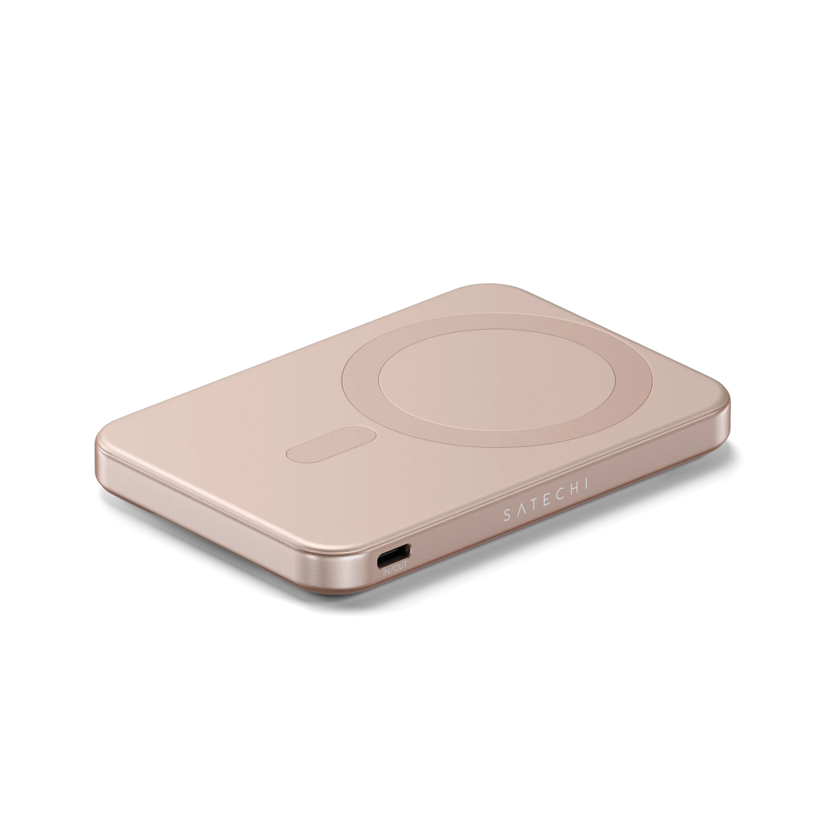 OntheGo Power Bank (5K) in Desert Rose, lying flat with USB-C port