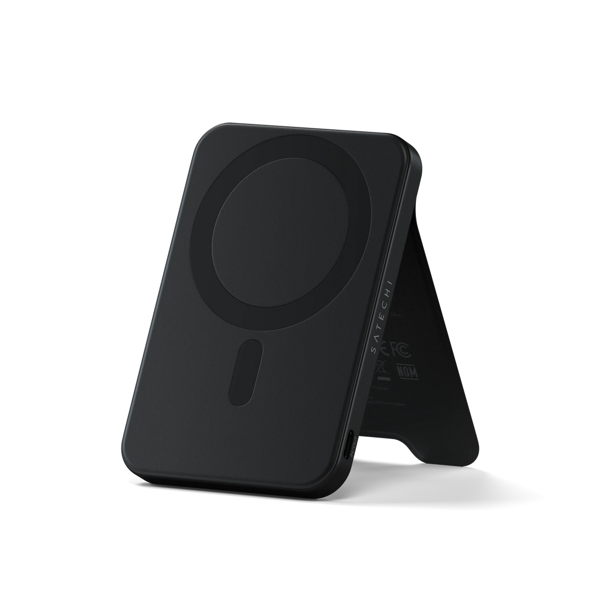 Satechi OntheGo Power Bank (5K) in Black with kickstand open