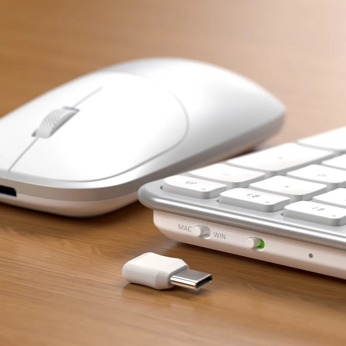 Slim CEX3 Wireless Combo mouse and keyboard in Silver with the USB-C receiver