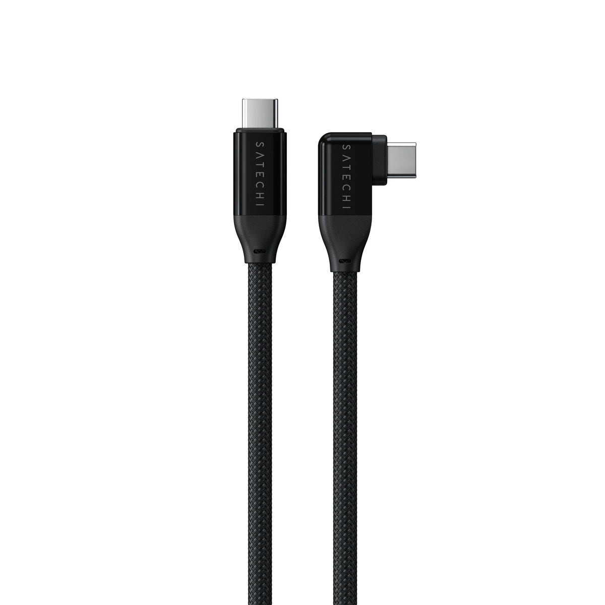 Right-Angle USB-C cable, straight and right-angle connectors side by side