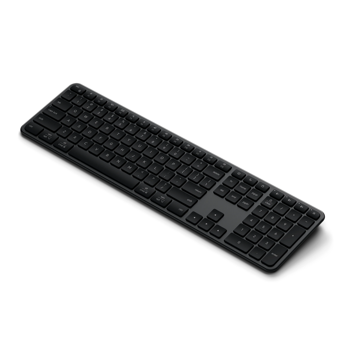 Slim EX3 Wireless Keyboard in Space Black, angled view