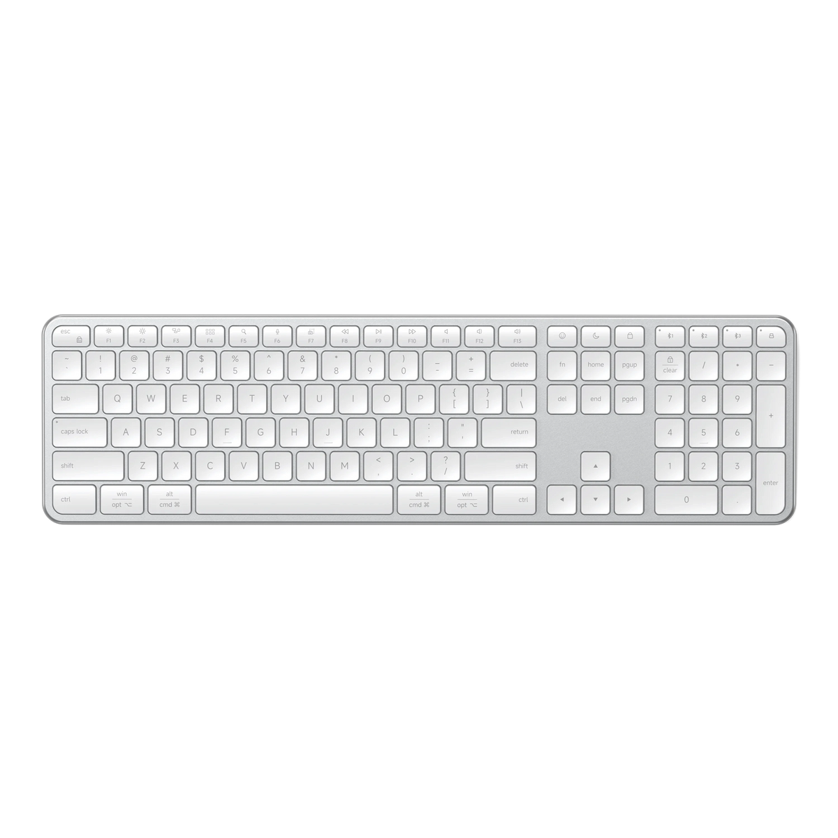 Satechi Slim EX3 Wireless Keyboard in Silver, top view