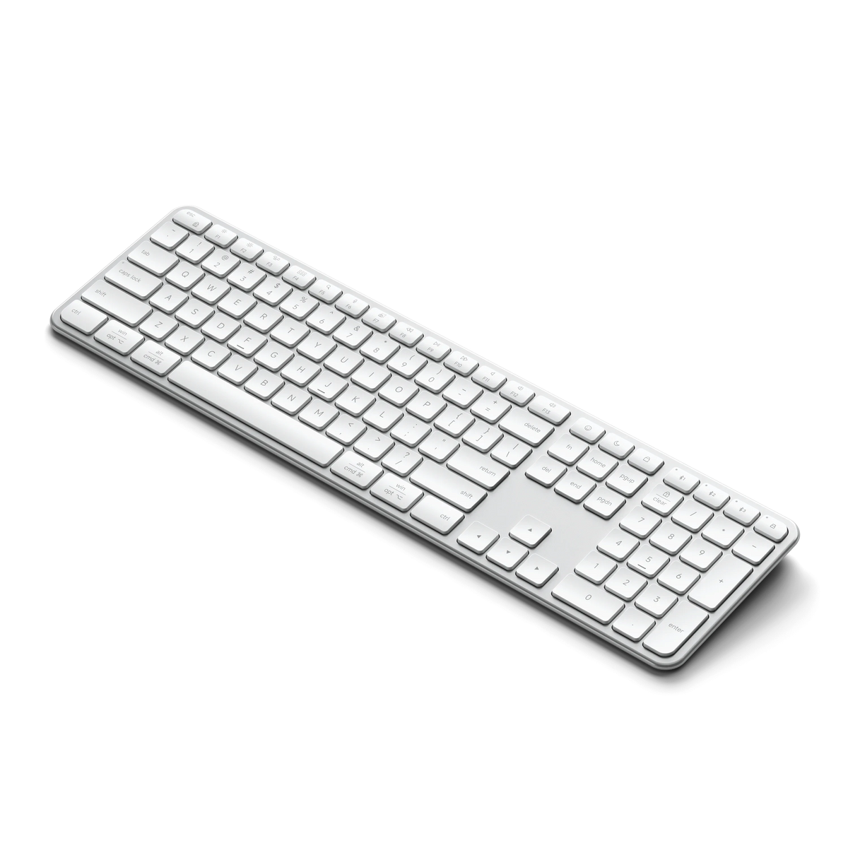 Slim EX3 Wireless Keyboard in Silver, angled view