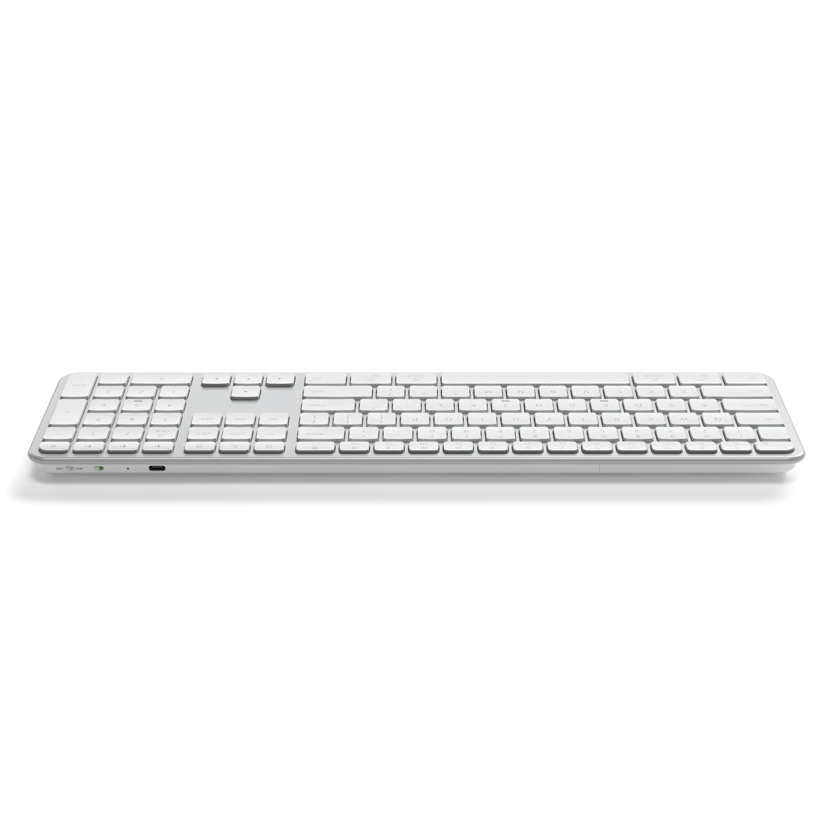 Slim EX3 Wireless Keyboard in Silver, front edge view