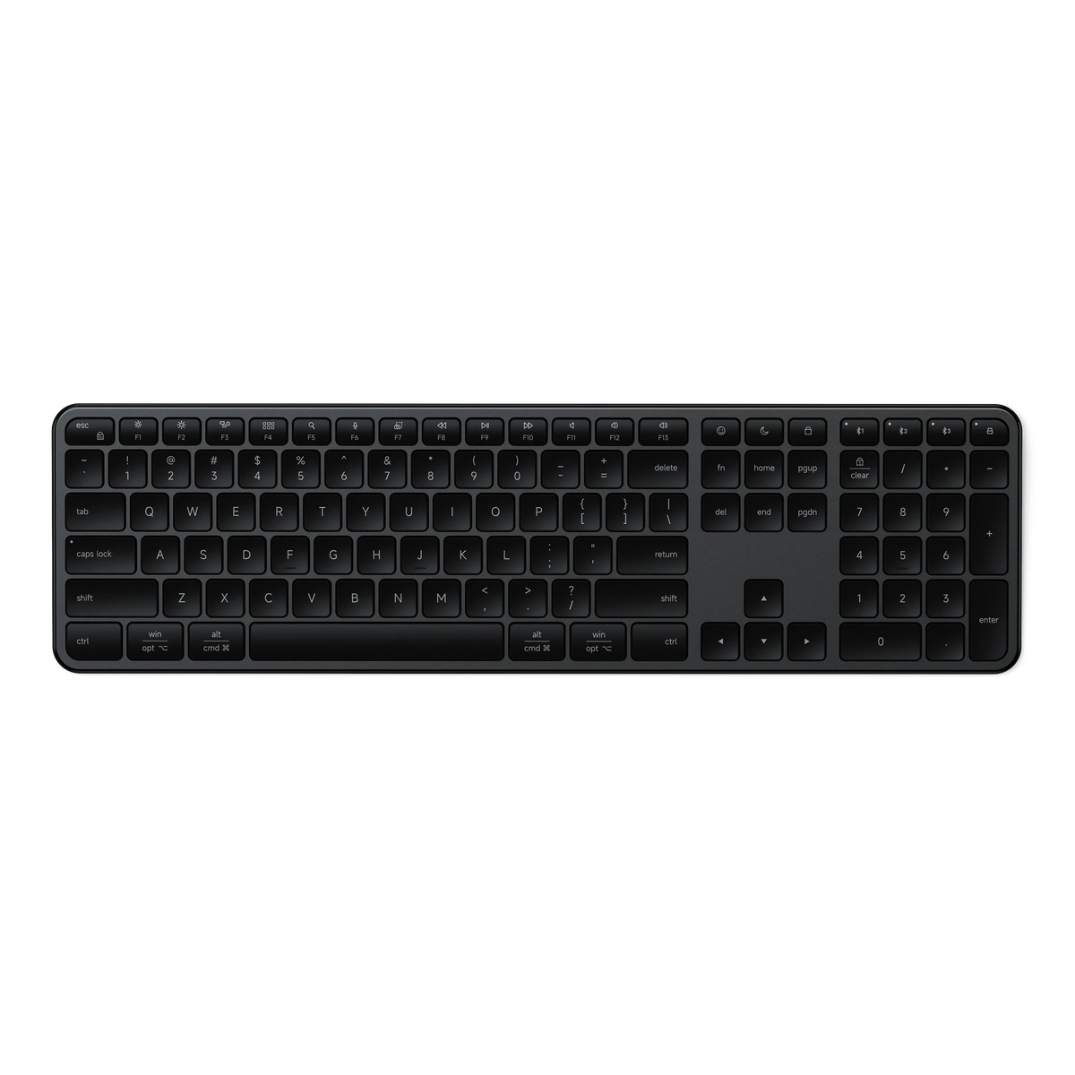 Satechi Slim EX3 Wireless Keyboard in Space Black, top view