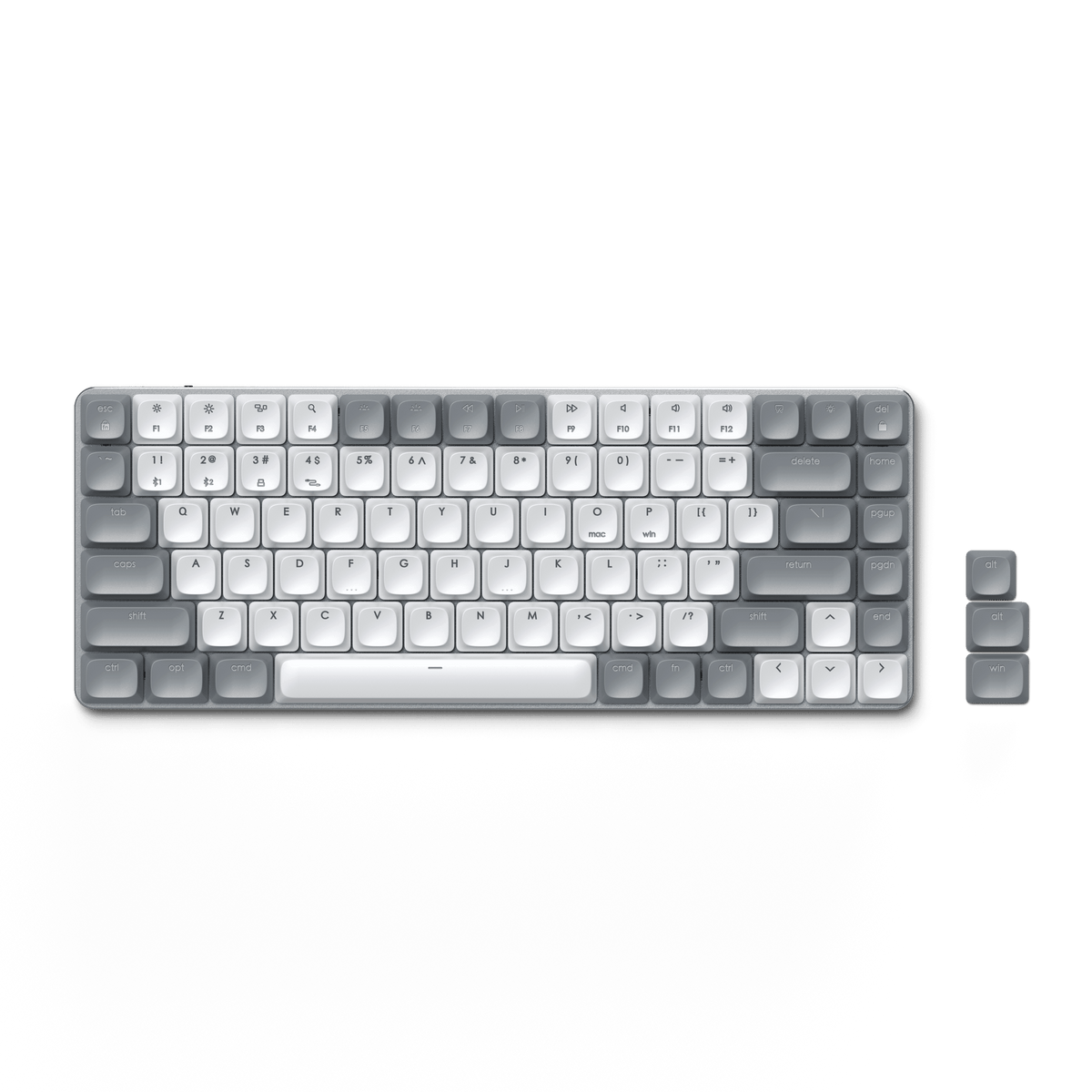 SM1 Slim Mechanical Backlit Bluetooth Keyboard in Light with spare keycaps