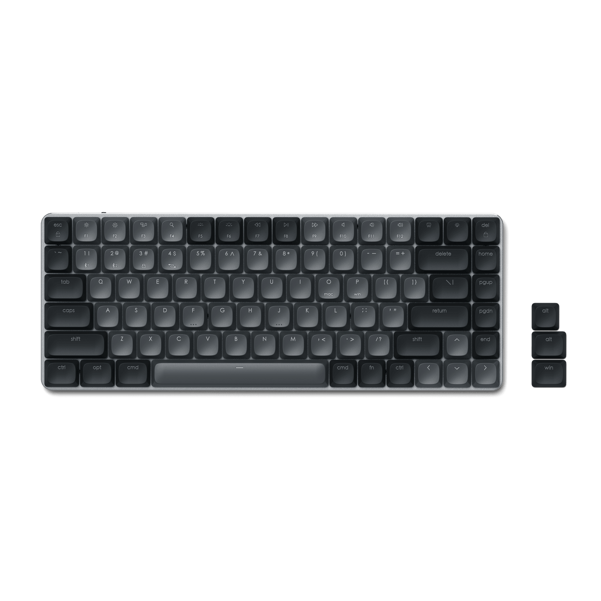 SM1 Slim Mechanical Backlit Bluetooth Keyboard in Dark with spare keycaps