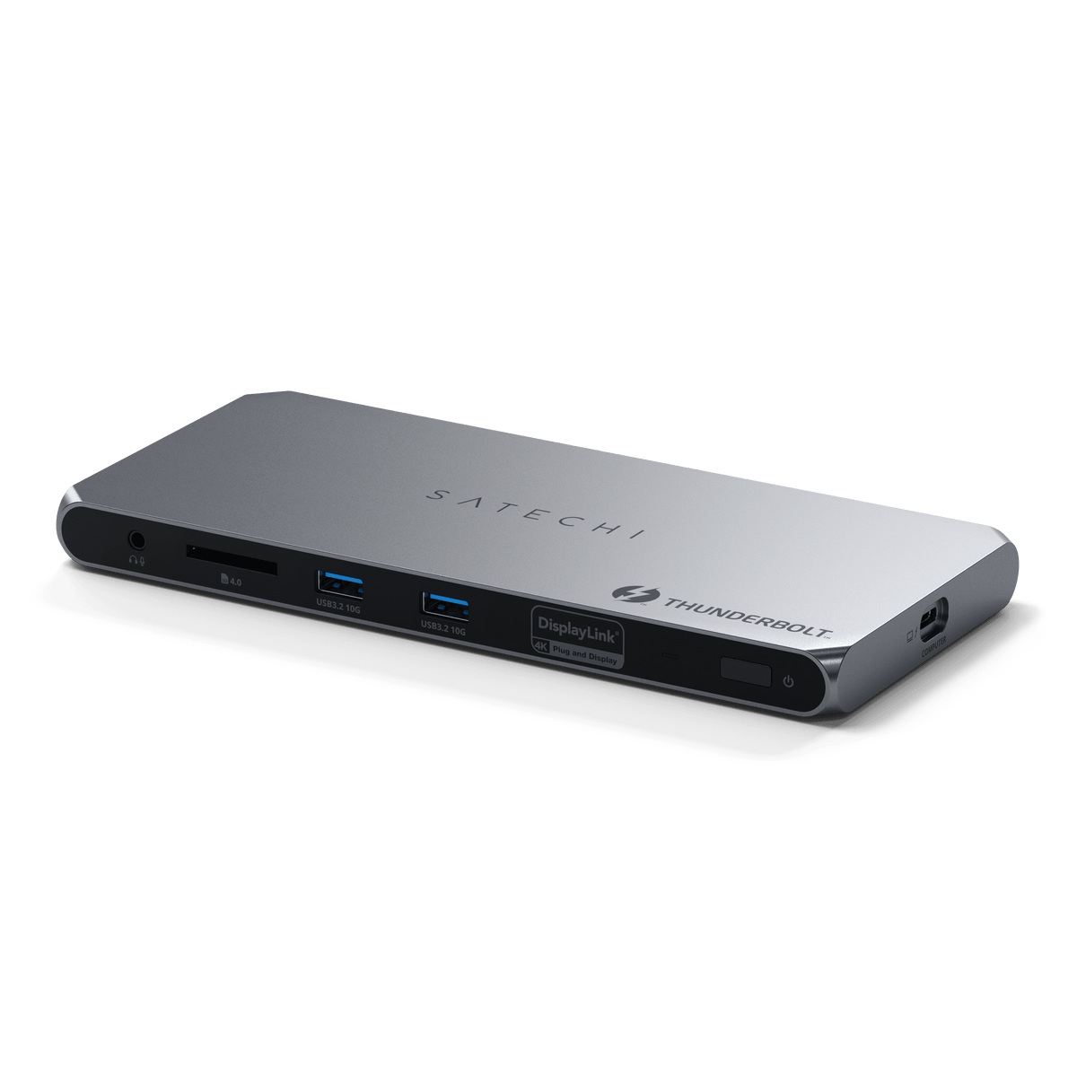 Thunderbolt 4 Docking Station with DisplayLink, angled front view (EU version)
