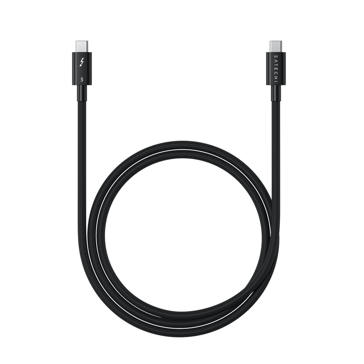 Satechi Thunderbolt 5 Pro Cable, coiled, with both USB-C connectors