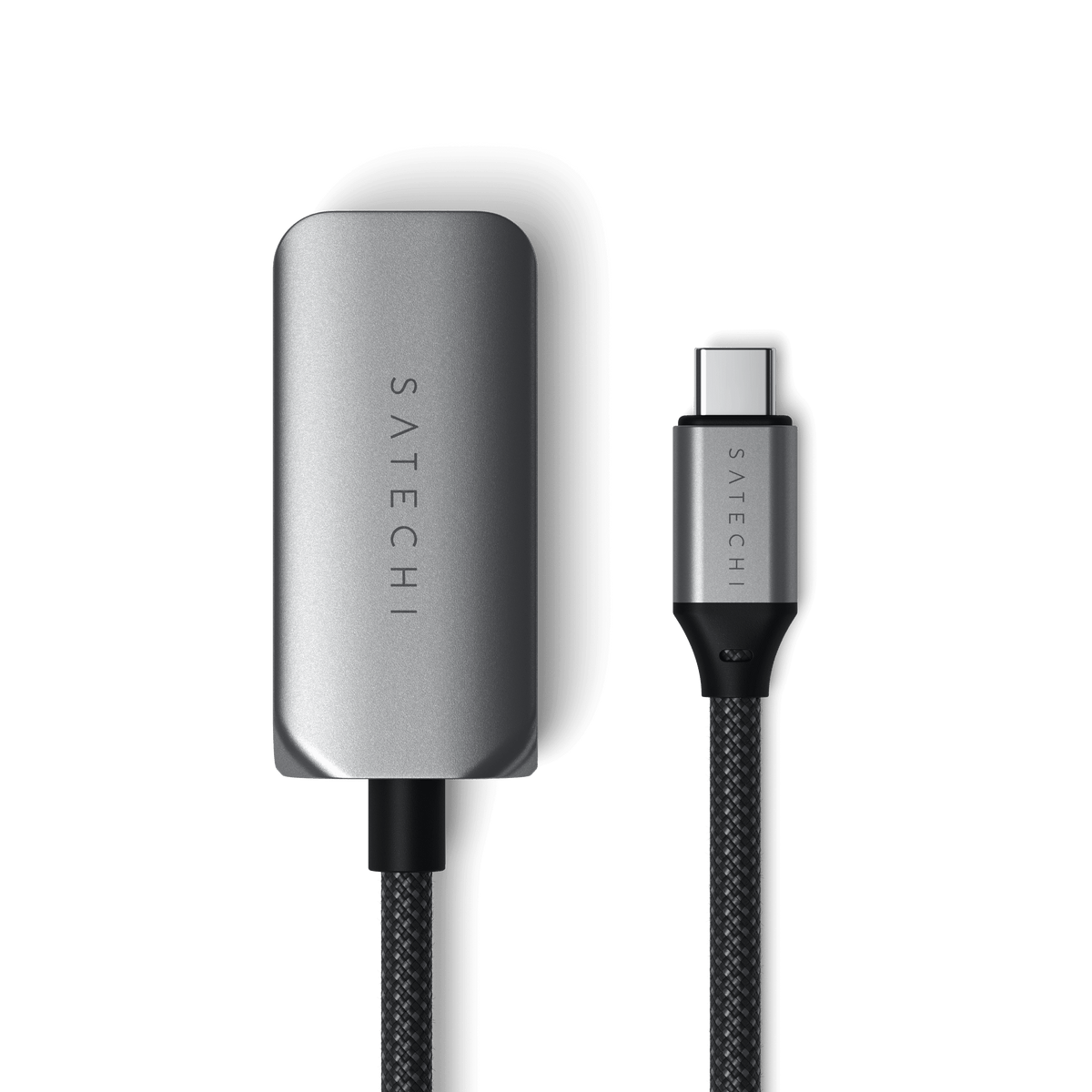 USB-C 2.5 Gigabit Ethernet Adapter and USB-C plug, close up