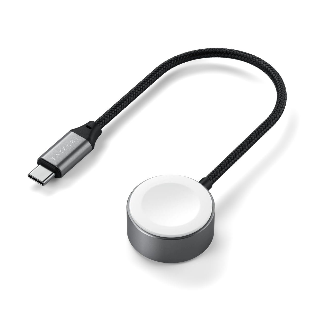 USB-C Fast Charging Cable for Apple Watch, braided cable with USB-C plug and charging puck