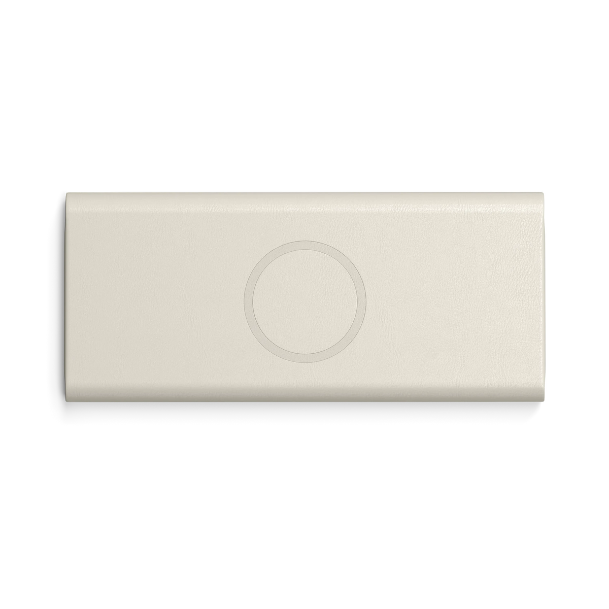 Vegan-Leather FindAll Glasses Case in Sand, flat, back view with tracker ring