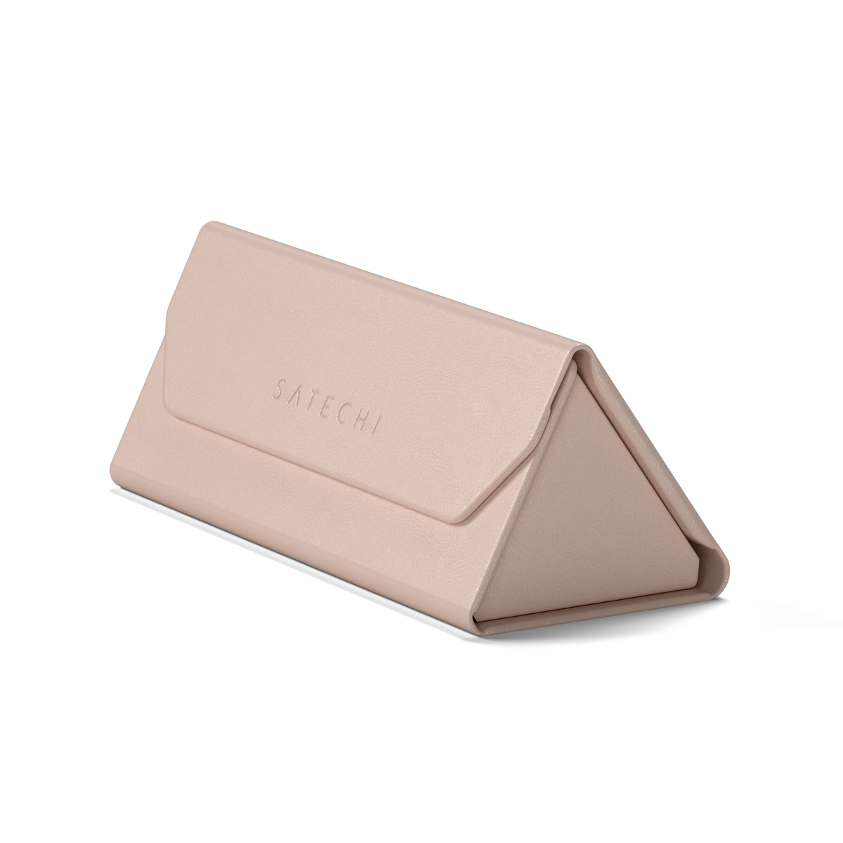 Satechi Vegan-Leather FindAll Glasses Case in Desert Rose, folded closed