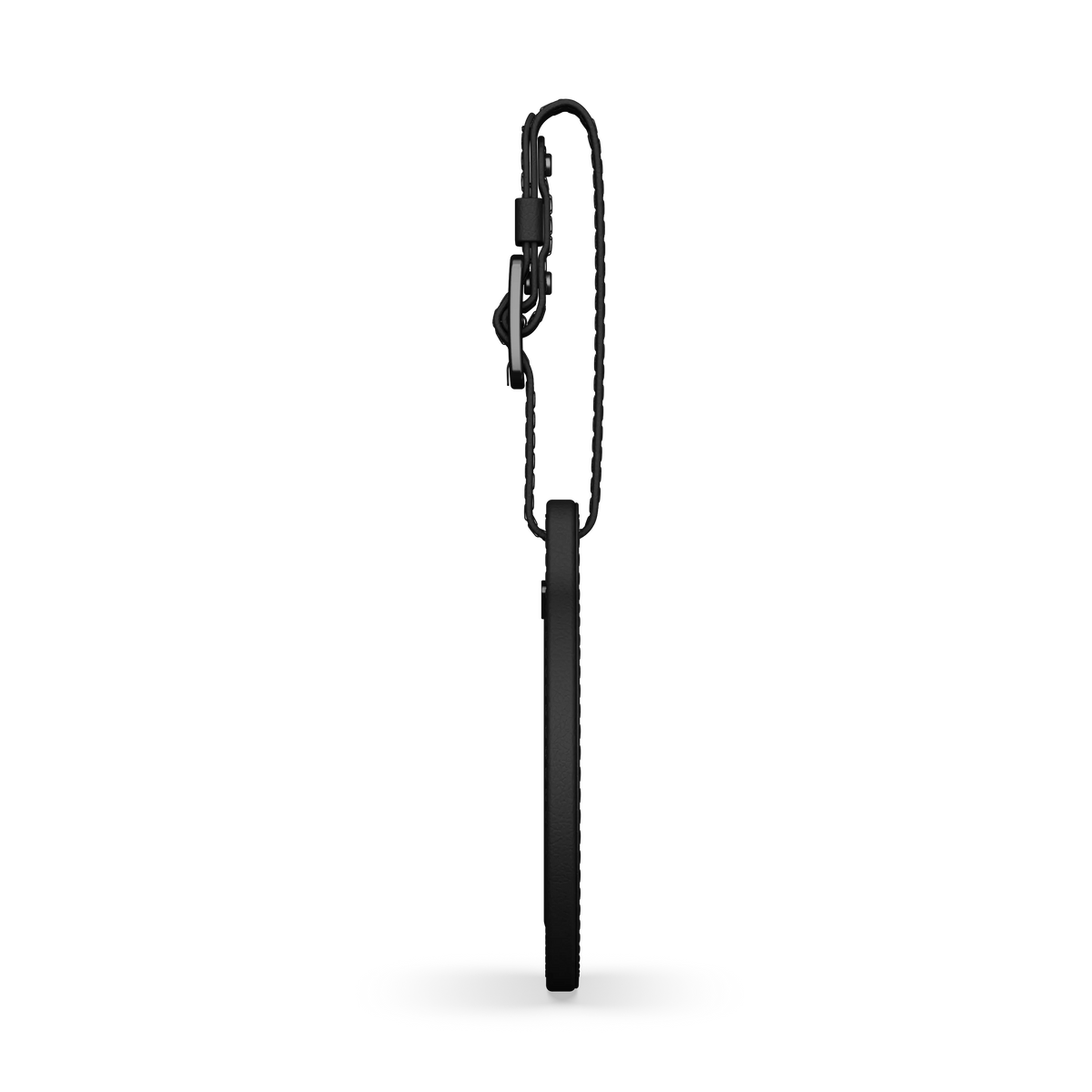 Vegan-Leather FindAll Luggage Tag in Black, side profile