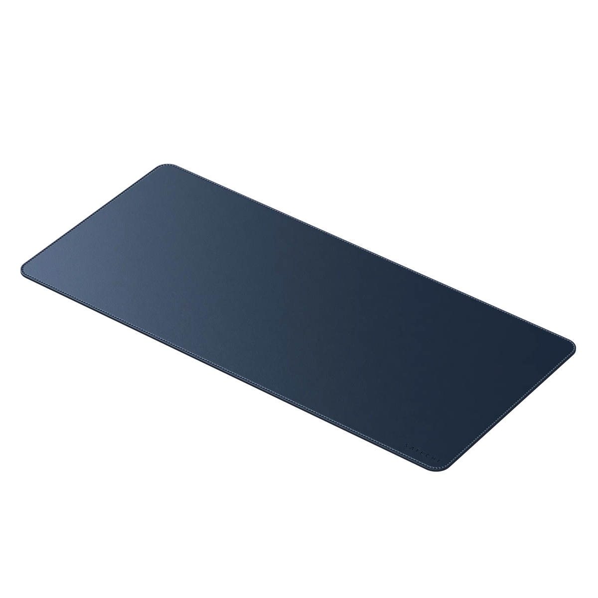 Vegan-Leather Premium Desk Mat in Blue, angled view