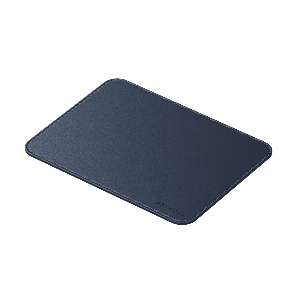 Vegan-Leather Premium Mouse Pad in Blue, angled view