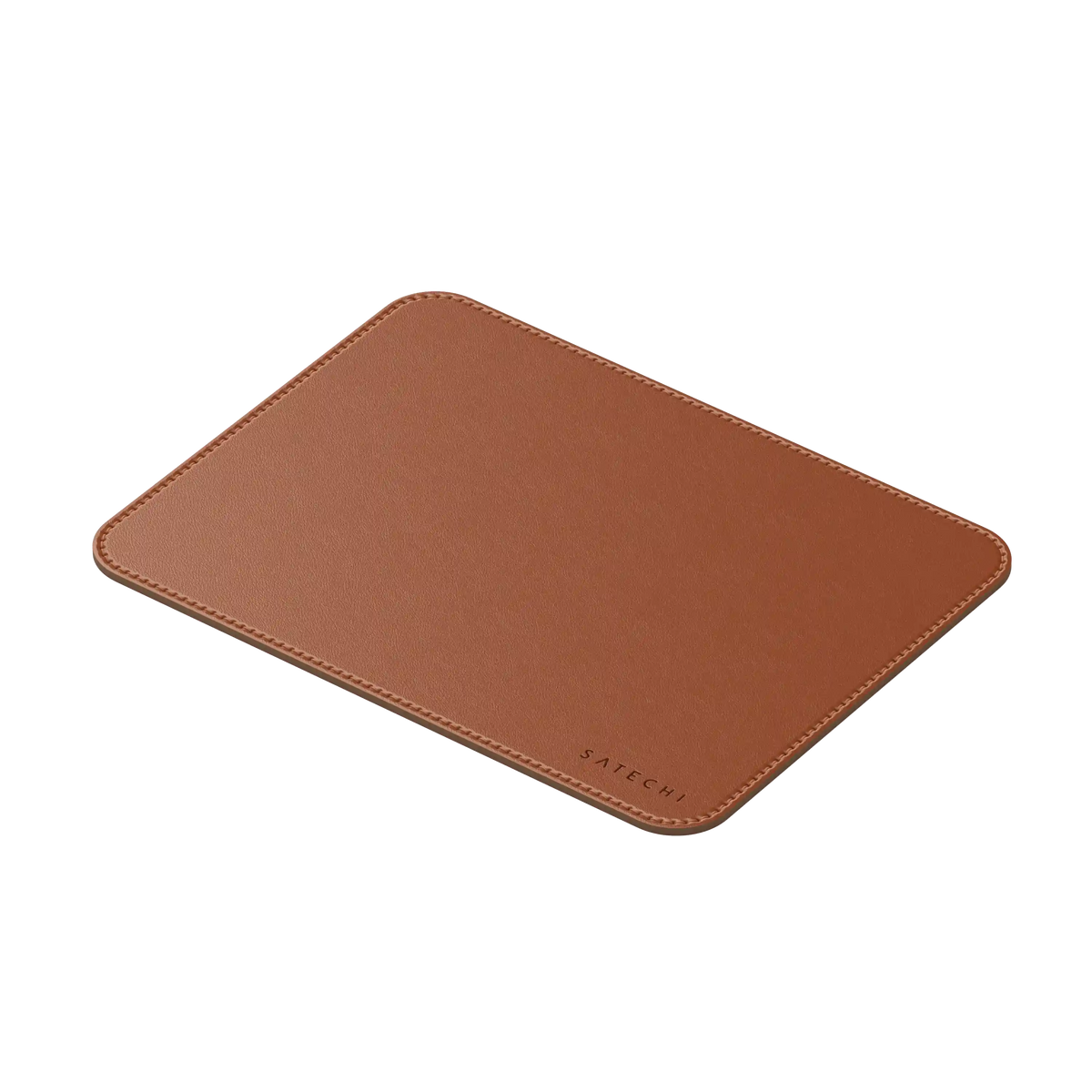 Vegan-Leather Premium Mouse Pad in Brown, angled view