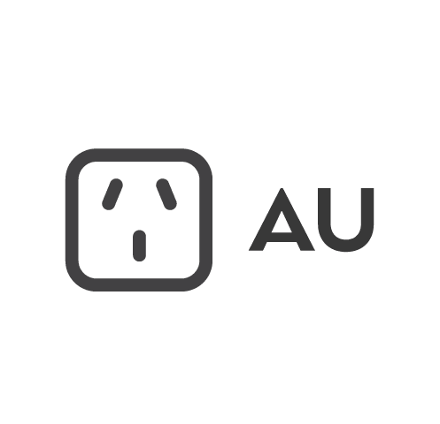 AU plug icon for the AU power option for the 100W USB-C PD Compact GaN Charger.