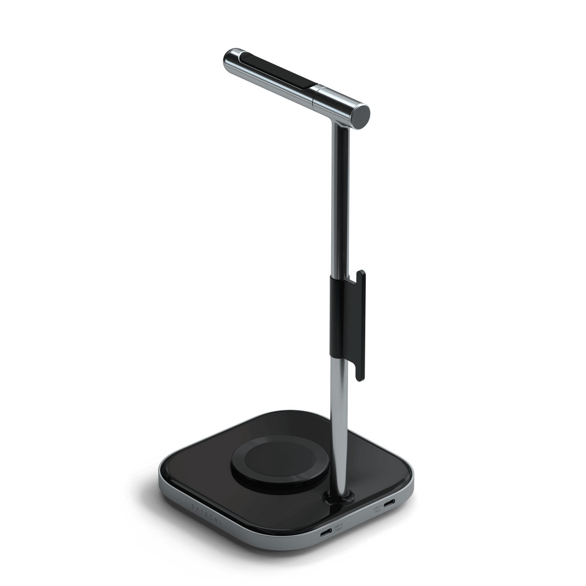 2-in-1 Headphone Stand with Wireless Charger empty, side view