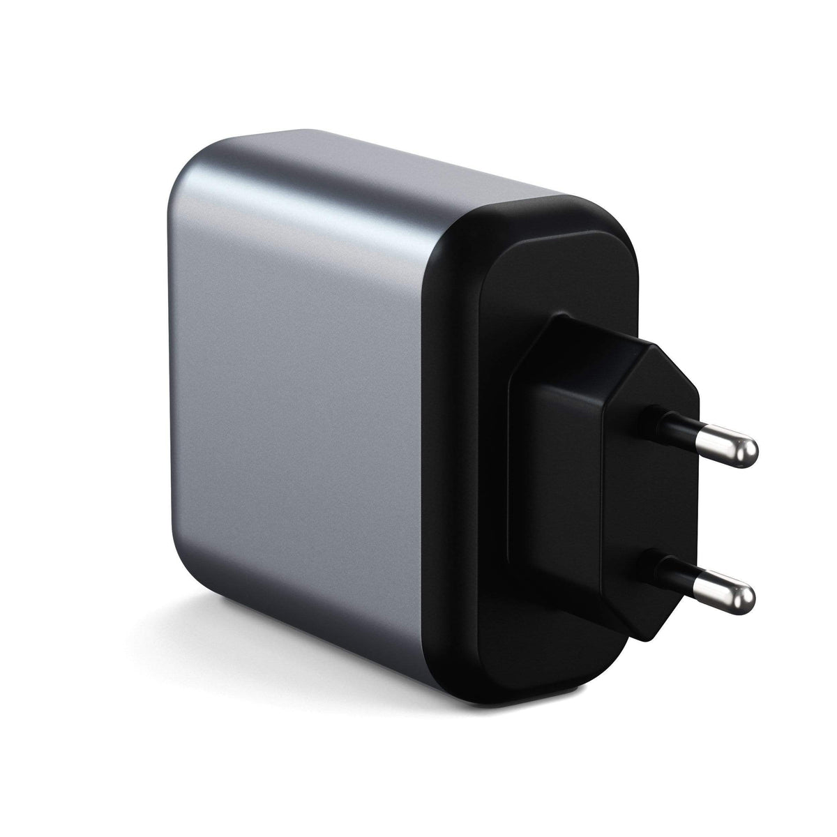 30W Dual-Port Wall Charger, EU plug, back angled view of prongs