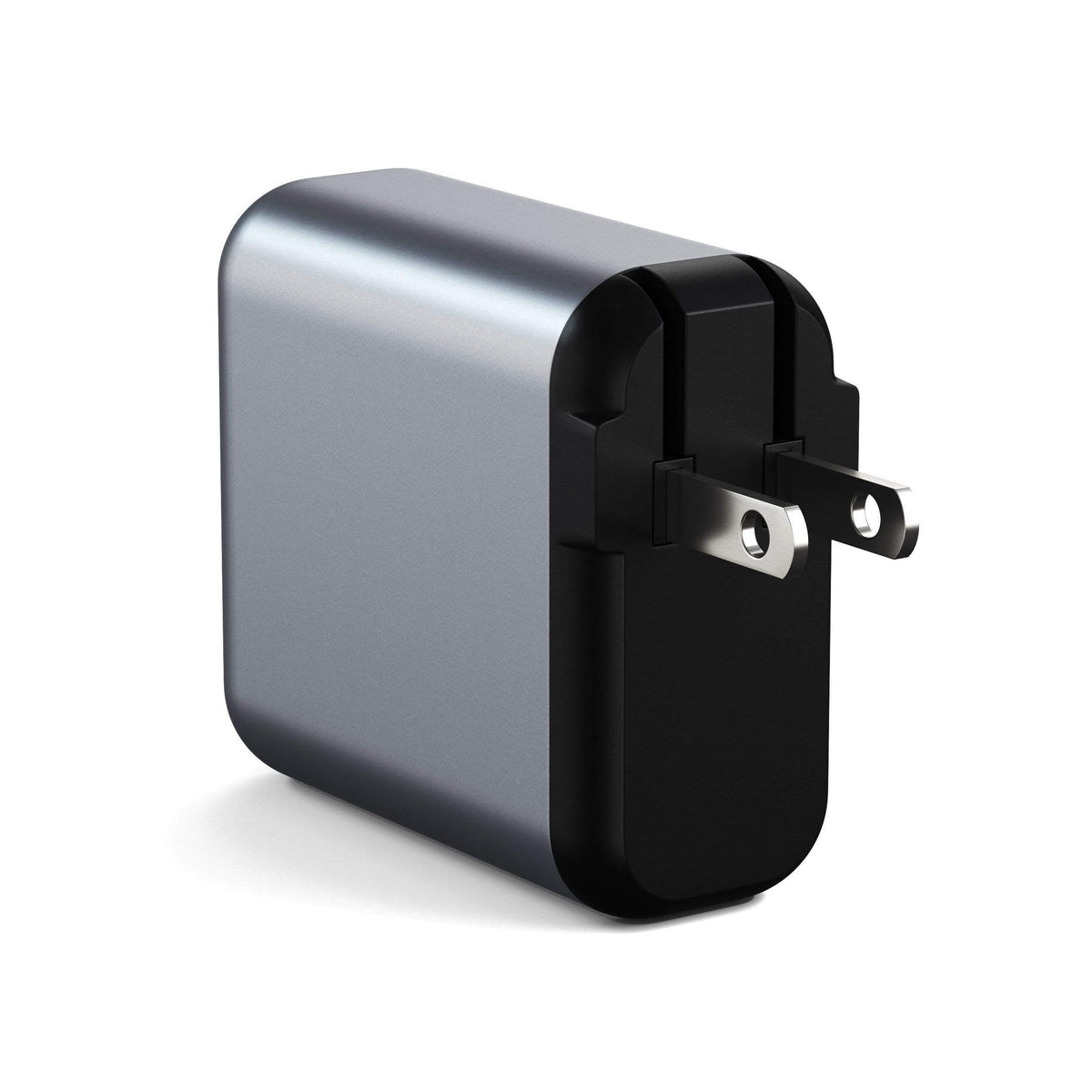 30W Dual-Port Wall Charger, US plug, back angled view of prongs