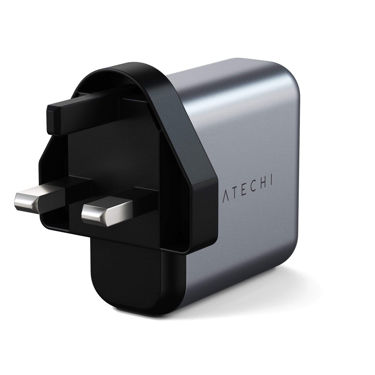 30W Dual-Port Wall Charger, UK plug, back view of prongs