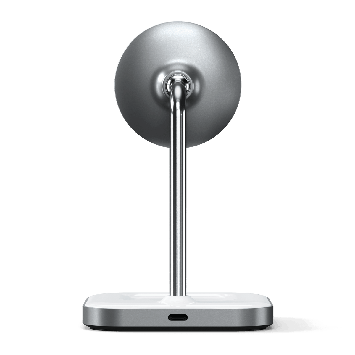 Aluminum 2-in-1 Magnetic Wireless Charging Stand empty, back view